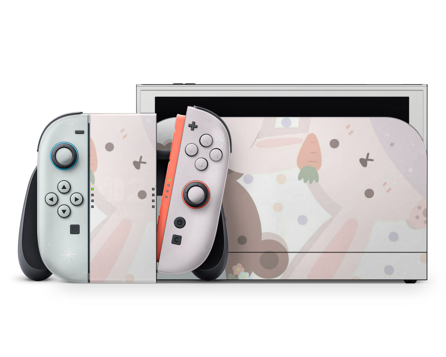 Lux Skins Nintendo Switch 2 Bunny Rabbit Meets Bear Full Set +Tempered Glass Skins - Art Animals Skin