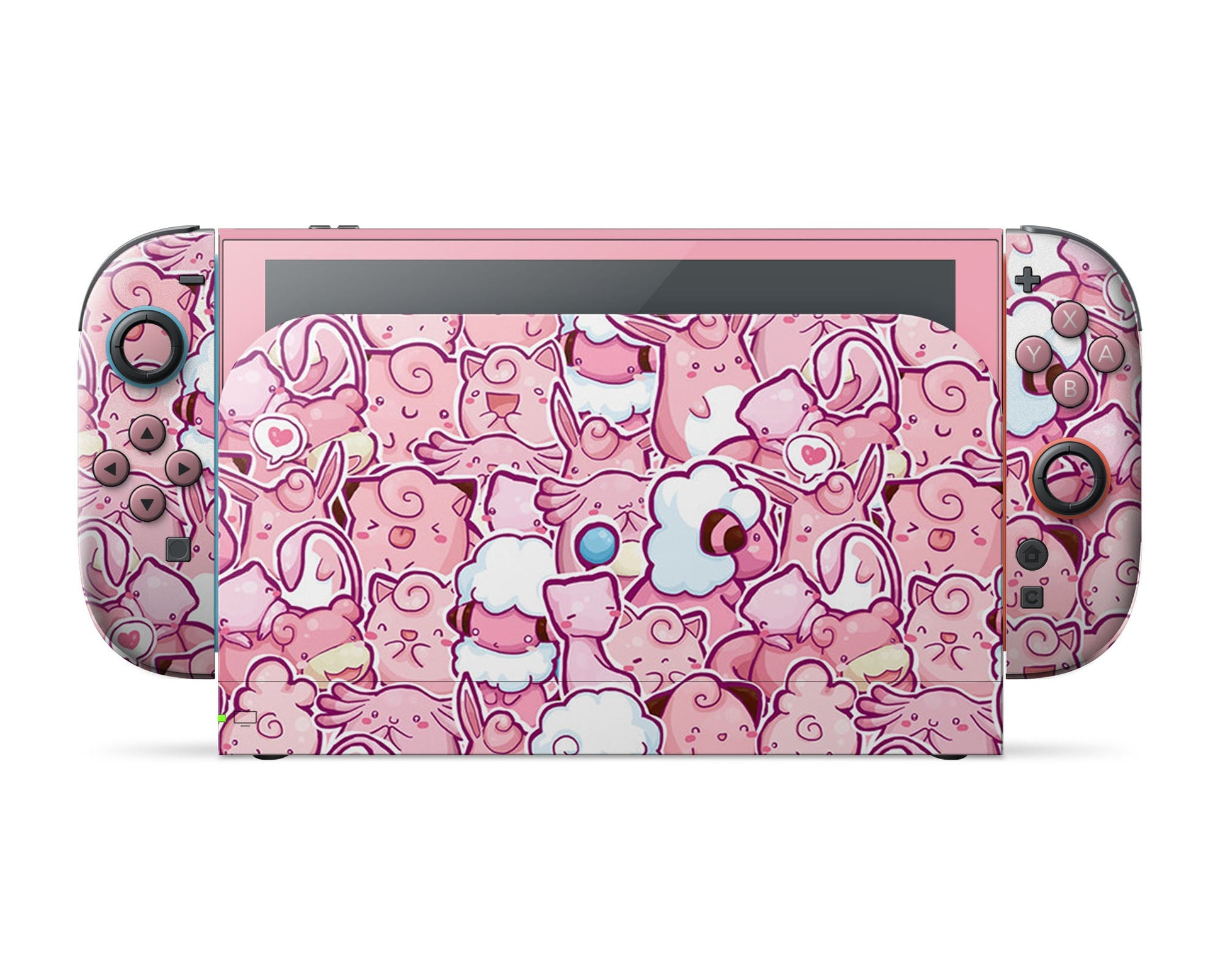 Lux Skins Nintendo Switch 2 Pokemon Pink Pattern Full Set Skins - Pop culture Pokemon Skin