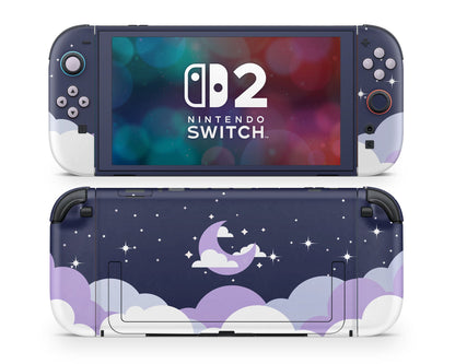 Dark Dreamy Night Clouds Purple Nintendo Switch 2 Skin