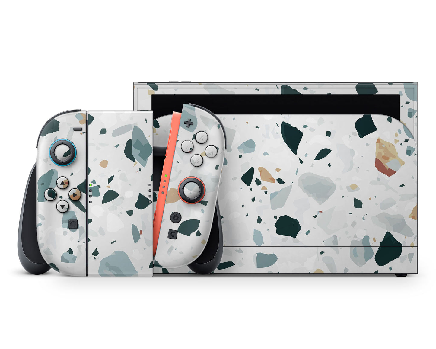 Lux Skins Nintendo Switch 2 Ice Terrazzo Full Set +Tempered Glass Skins - Pattern Marble Skin