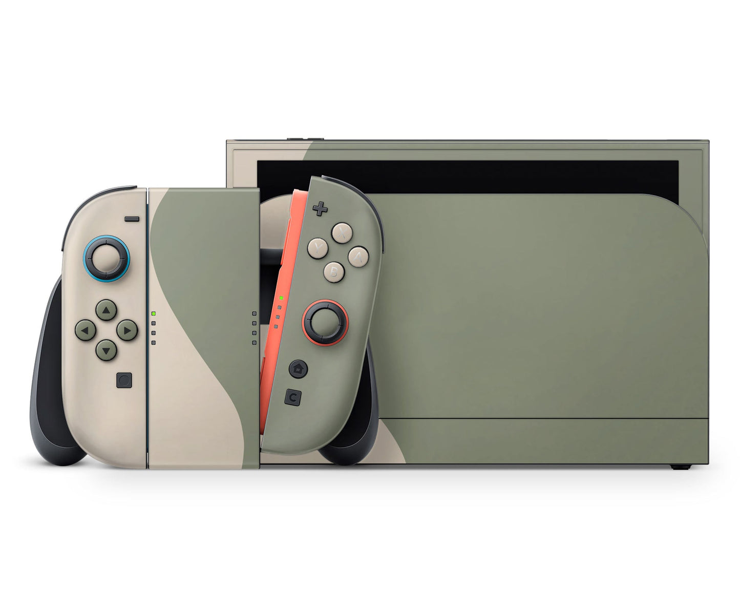 Lux Skins Nintendo Switch 2 Two Tone Wild Sage Green Cream Classic no logo Skins - Solid Colours Colour Blocking Skin