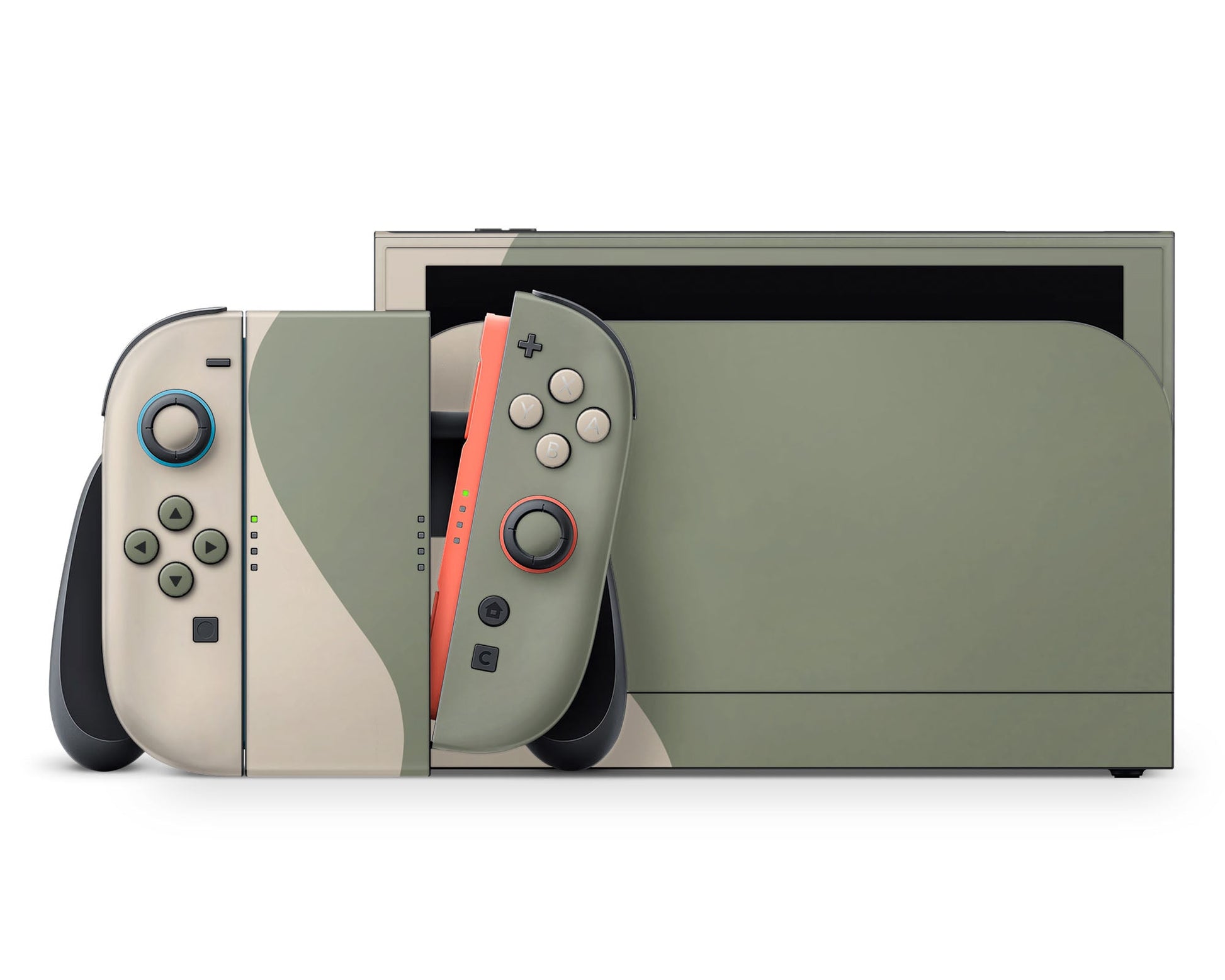Lux Skins Nintendo Switch 2 Two Tone Wild Sage Green Cream Classic no logo Skins - Solid Colours Colour Blocking Skin