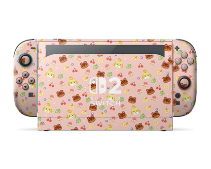 Cute Animal Crossing Pattern Nintendo Switch 2 Skin
