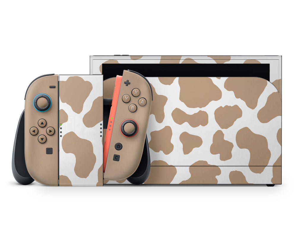 Coffee Latte Cow Print Nintendo Switch 2 Skin – Lux Skins Official