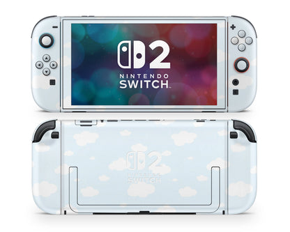 Lux Skins Nintendo Switch 2 Cute Blue Clouds Hearts logo Skins - Art Clouds Skin