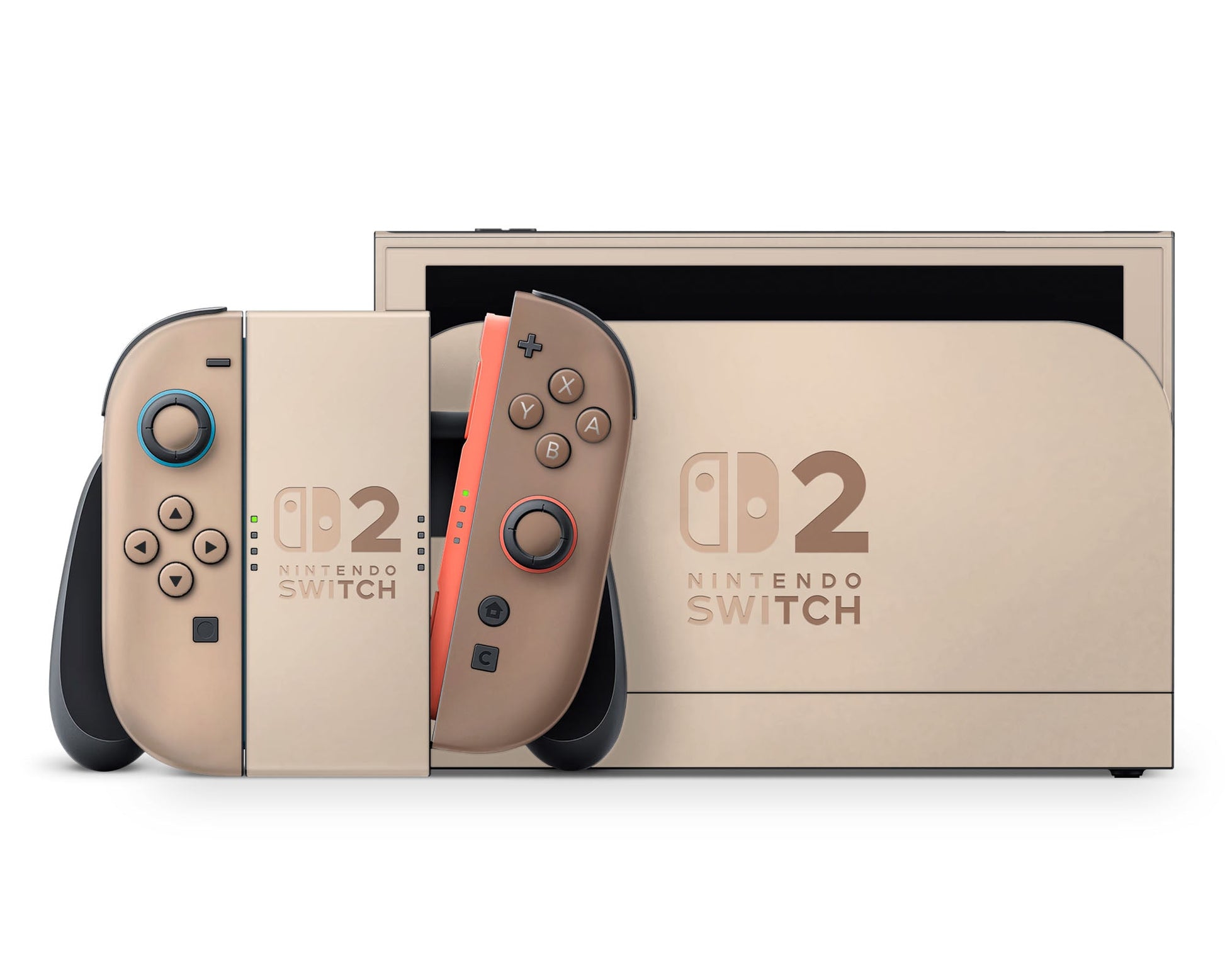 Lux Skins Nintendo Switch 2 Iced Latte Nintendo logo Skins - Solid Colours Colour Blocking Skin