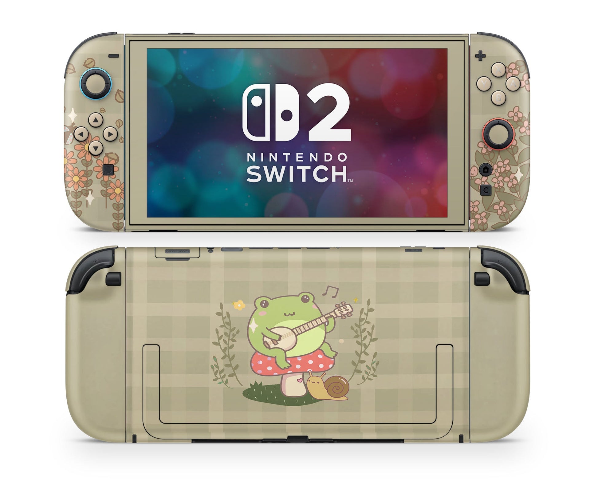 Lux Skins Nintendo Switch 2 Cute Frog Mushroom Cottagecore Joycons Only Skins - Art Animals Skin