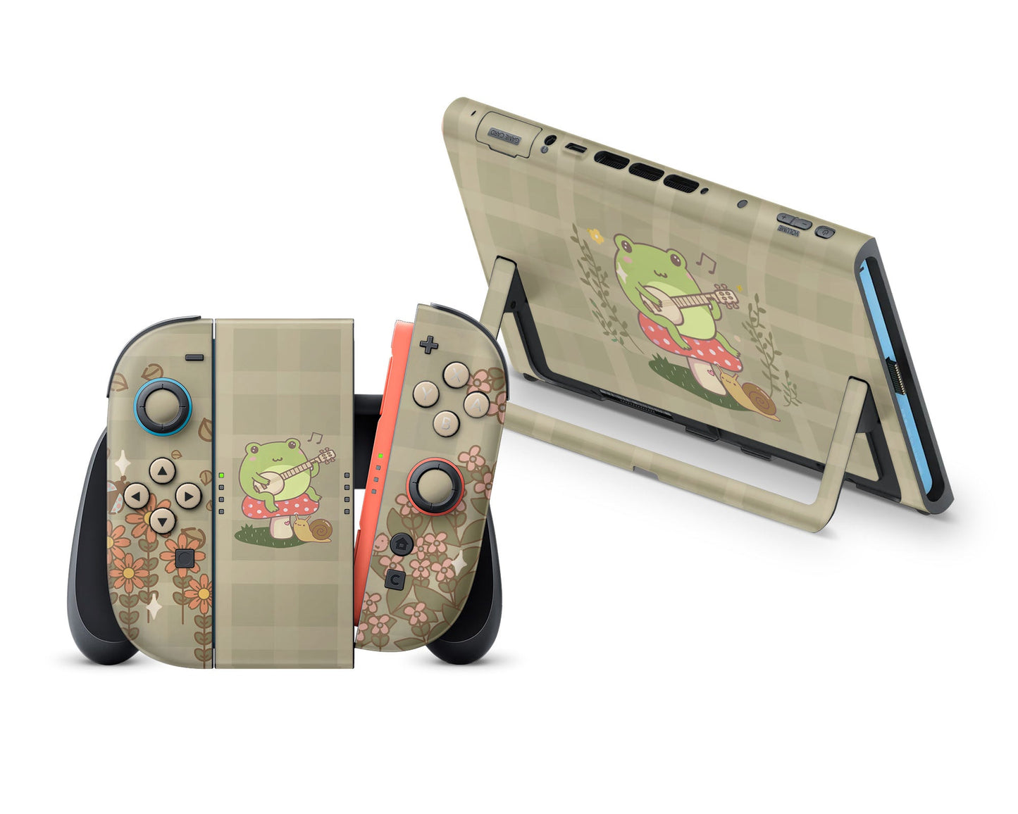 Lux Skins Nintendo Switch 2 Cute Frog Mushroom Cottagecore Full Set Skins - Art Animals Skin