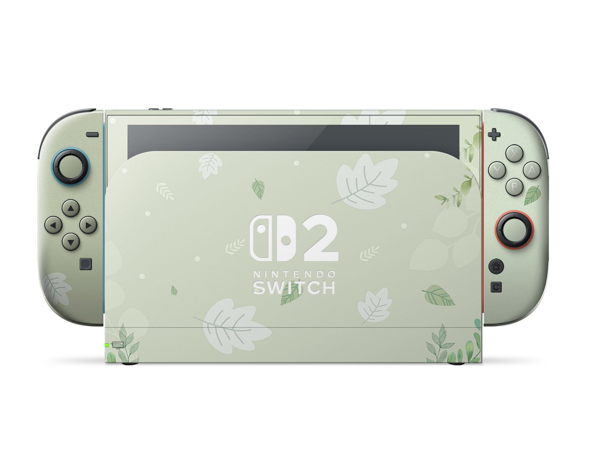 Lux Skins Nintendo Switch 2 Matcha Leaves Nintendo logo Skins - Art Floral Skin