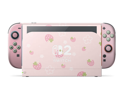 Lux Skins Nintendo Switch 2 Sweet Strawberry Pink Nintendo logo Skins - Pattern Fruits Skin