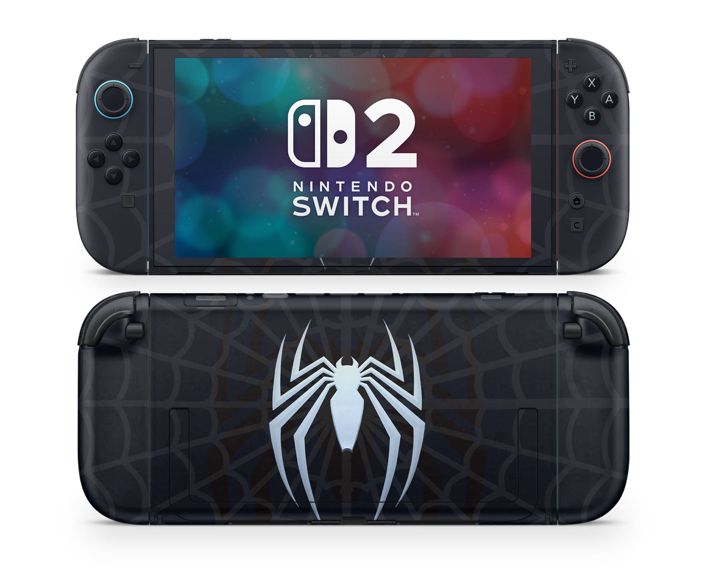Lux Skins Nintendo Switch 2 Black Spiderman Logo Joycons Only Skins - Pop culture Spiderman Skin