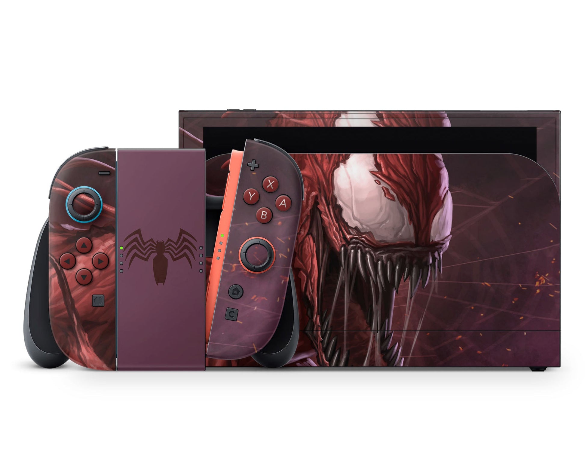 Lux Skins Nintendo Switch 2 Red Carnage Full Set +Tempered Glass Skins - Pop culture Venom Skin