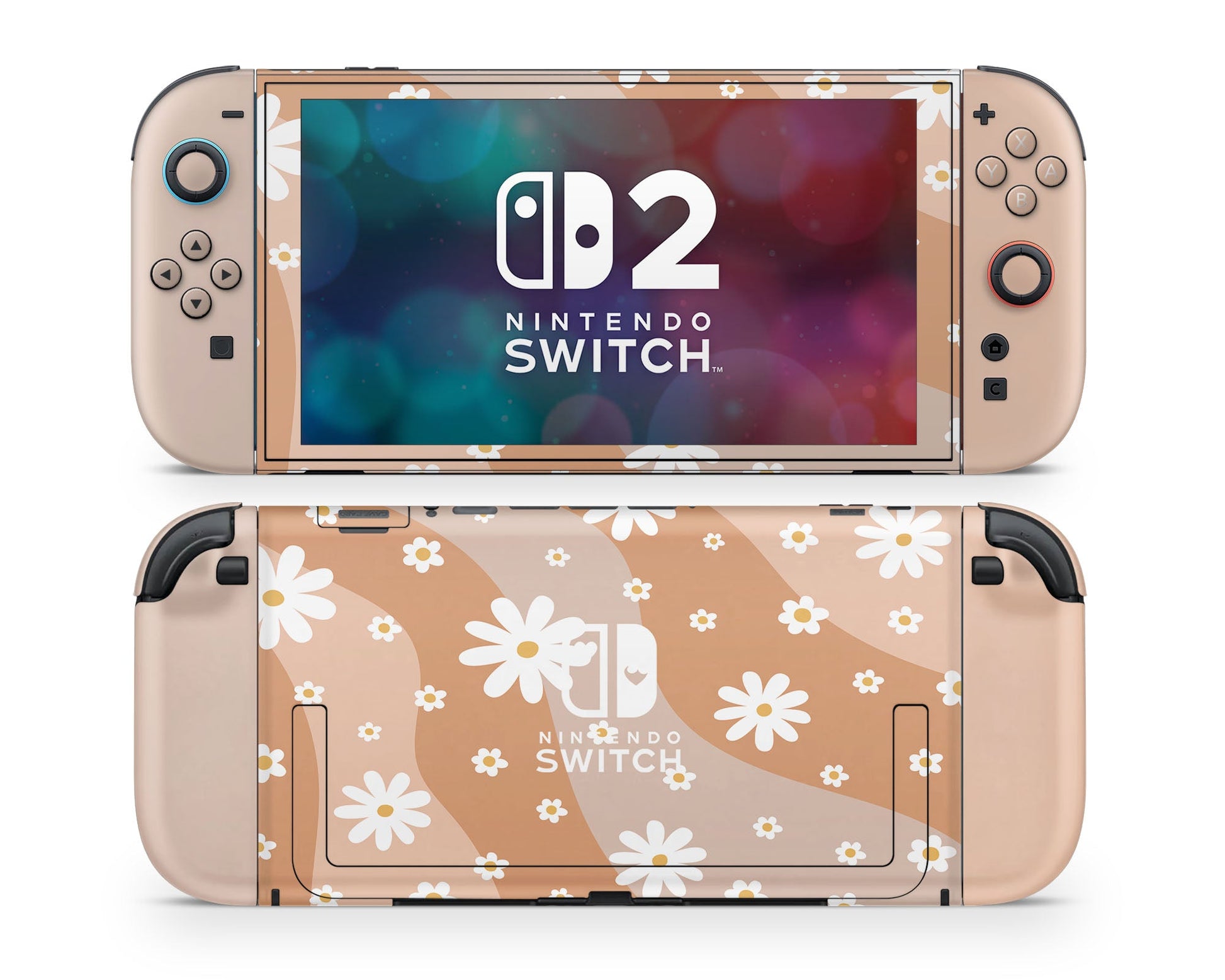 Lux Skins Nintendo Switch 2 Summer Daisy Hearts logo Skins - Art Floral Skin
