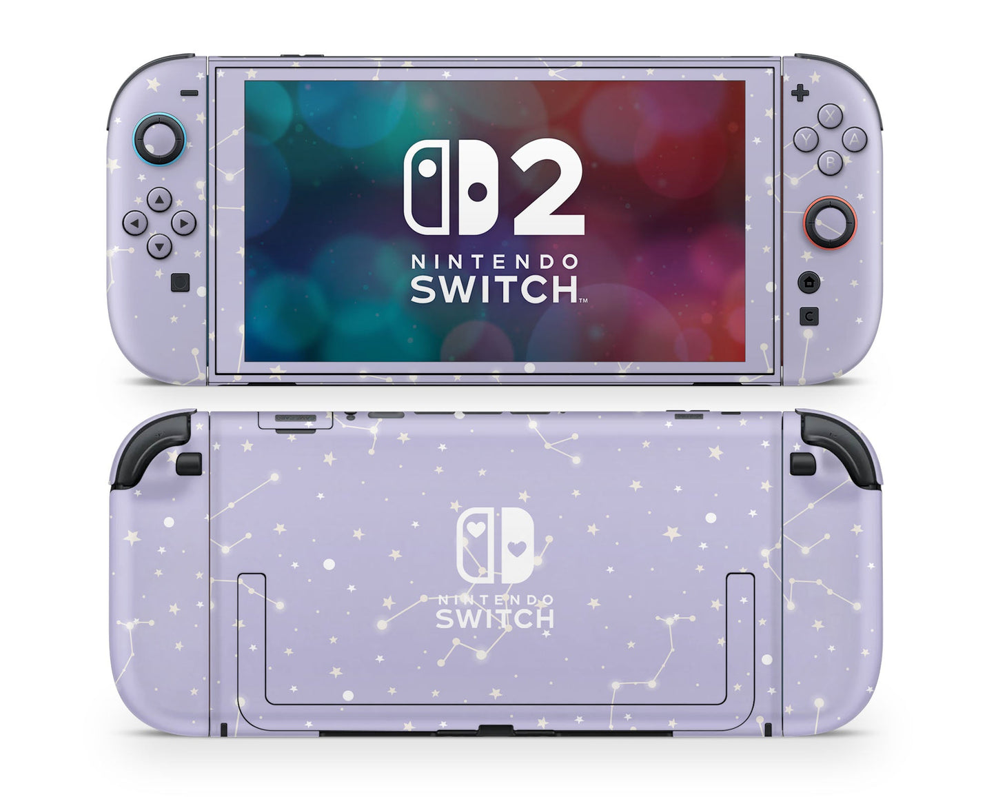 Lux Skins Nintendo Switch 2 Constellation Stargazing Purple Hearts logo Skins - Pattern Galaxy Skin
