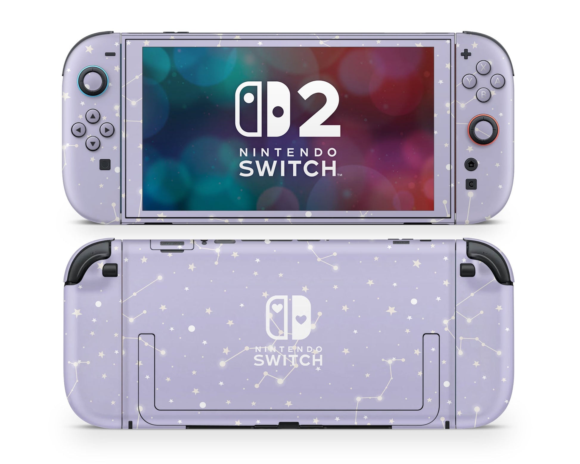 Lux Skins Nintendo Switch 2 Constellation Stargazing Purple Hearts logo Skins - Pattern Galaxy Skin