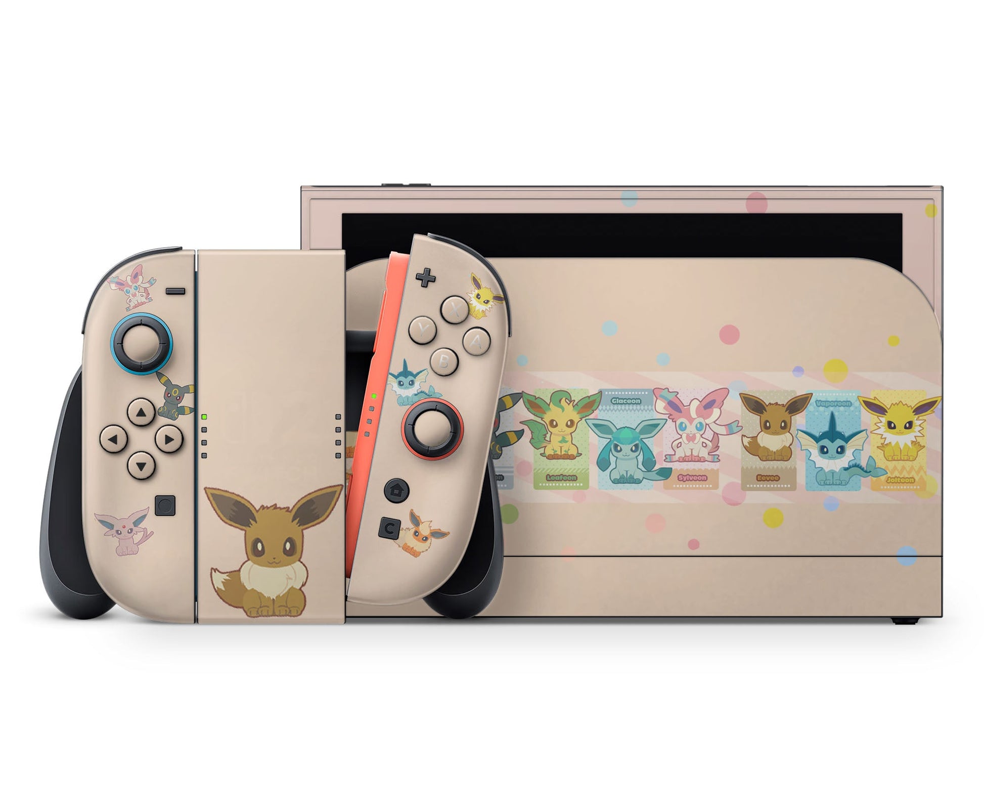Lux Skins Nintendo Switch 2 Pokemon Cute Eevee Evolution Full Set +Tempered Glass Skins - Pop culture Pokemon Skin