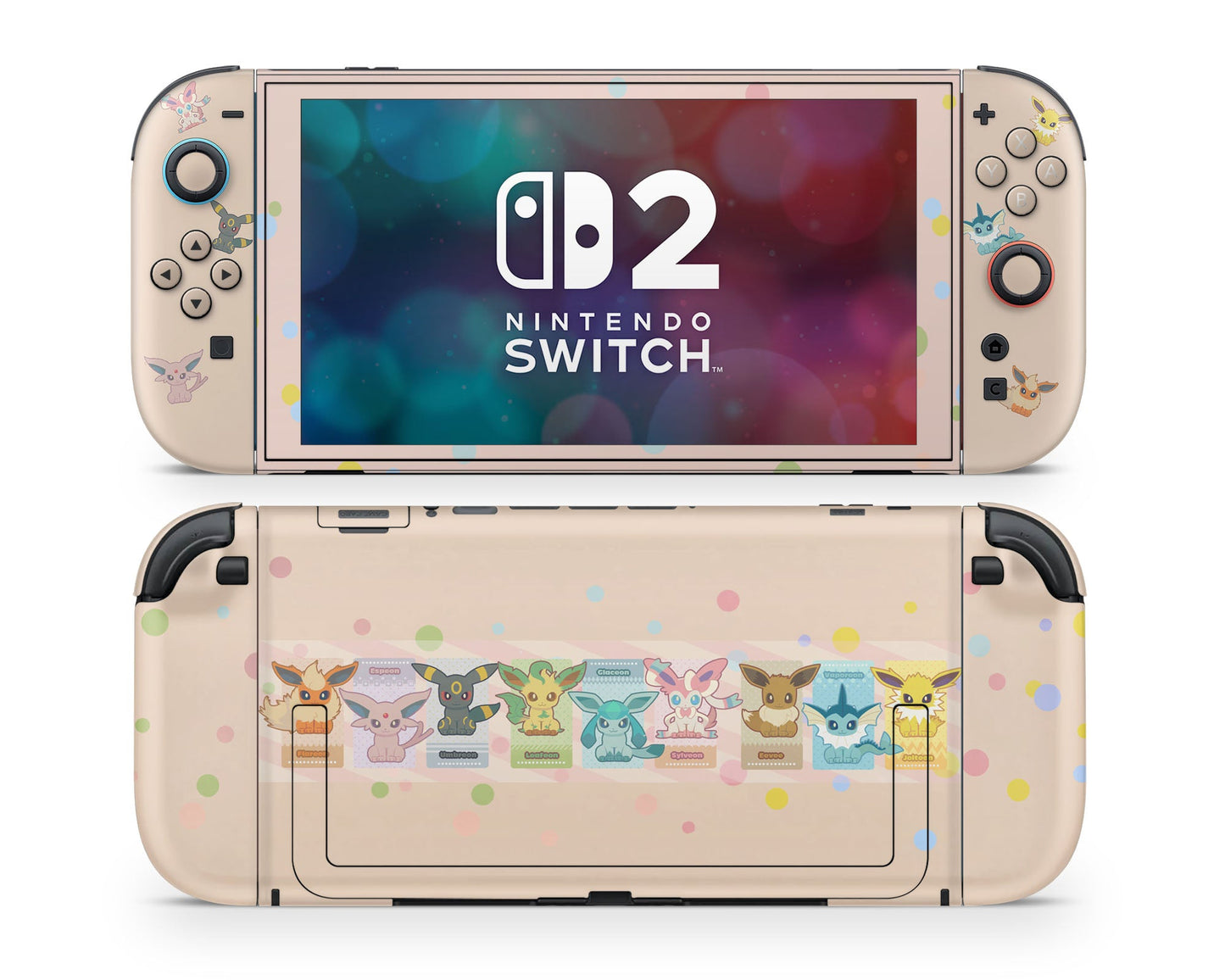 Lux Skins Nintendo Switch 2 Pokemon Cute Eevee Evolution Joycons Only Skins - Pop culture Pokemon Skin