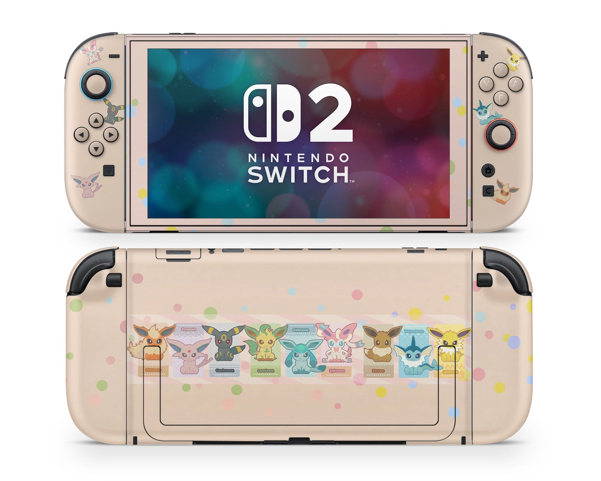 Lux Skins Nintendo Switch 2 Pokemon Cute Eevee Evolution Joycons Only Skins - Pop culture Pokemon Skin