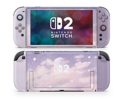 Lux Skins Nintendo Switch 2 Purple Clouds Hearts logo Skins - Art Clouds Skin
