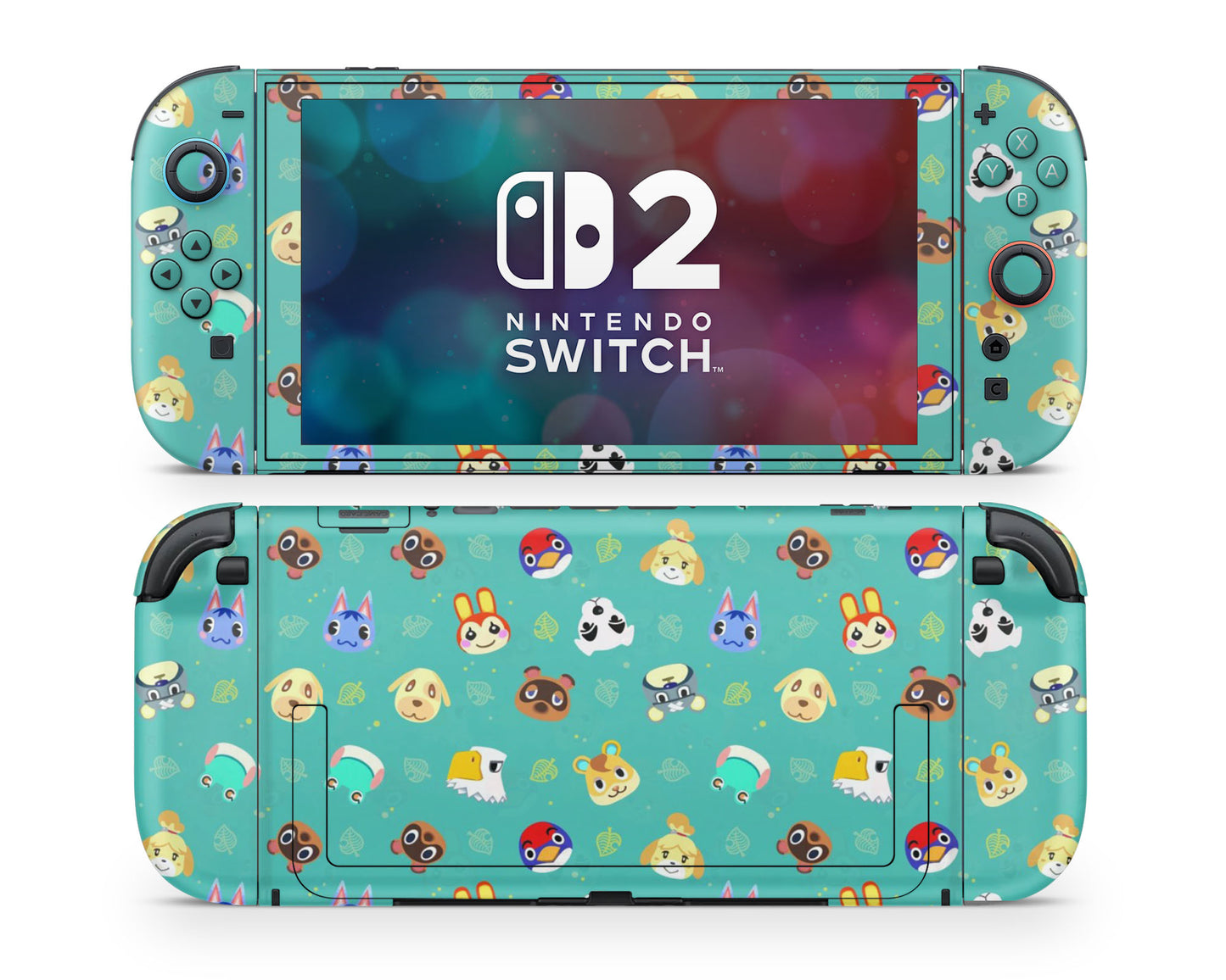 Lux Skins Nintendo Switch 2 Teal Animal Crossing Campers Joycons Only Skins - Pop culture Animal Crossing Skin