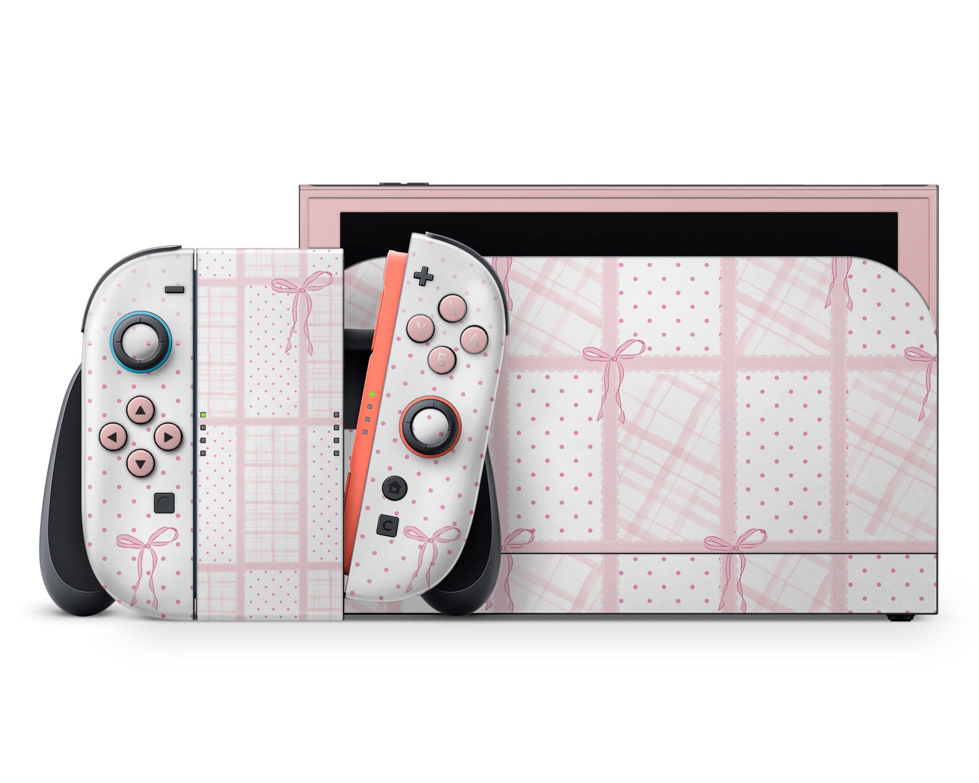 Lux Skins Nintendo Switch 2 Cute Pink Bow Full Set +Tempered Glass Skins - Pattern  Skin