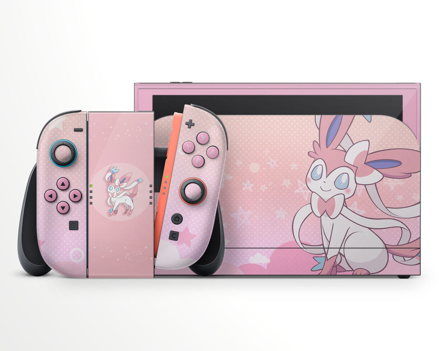 Lux Skins Nintendo Switch 2 Fairy Sylveon Full Set +Tempered Glass Skins - Pop culture Pika Skin