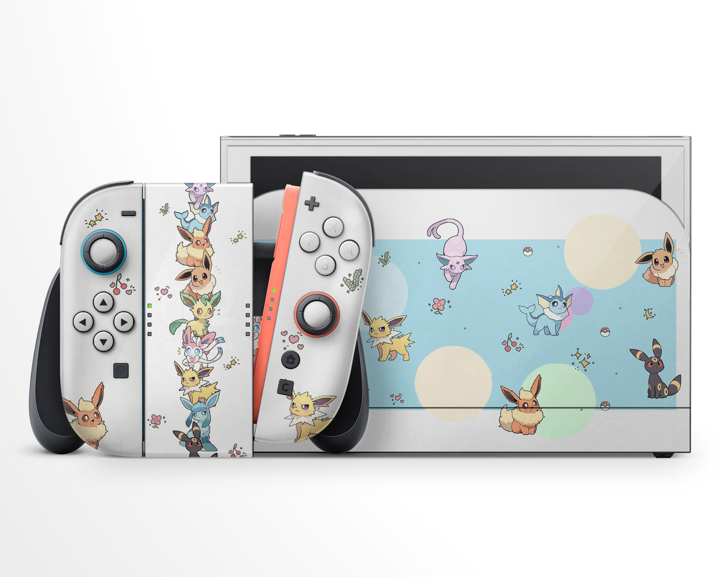 Lux Skins Nintendo Switch 2 Eeveelution Pattern Full Set +Tempered Glass Skins - Pop culture Pika Skin