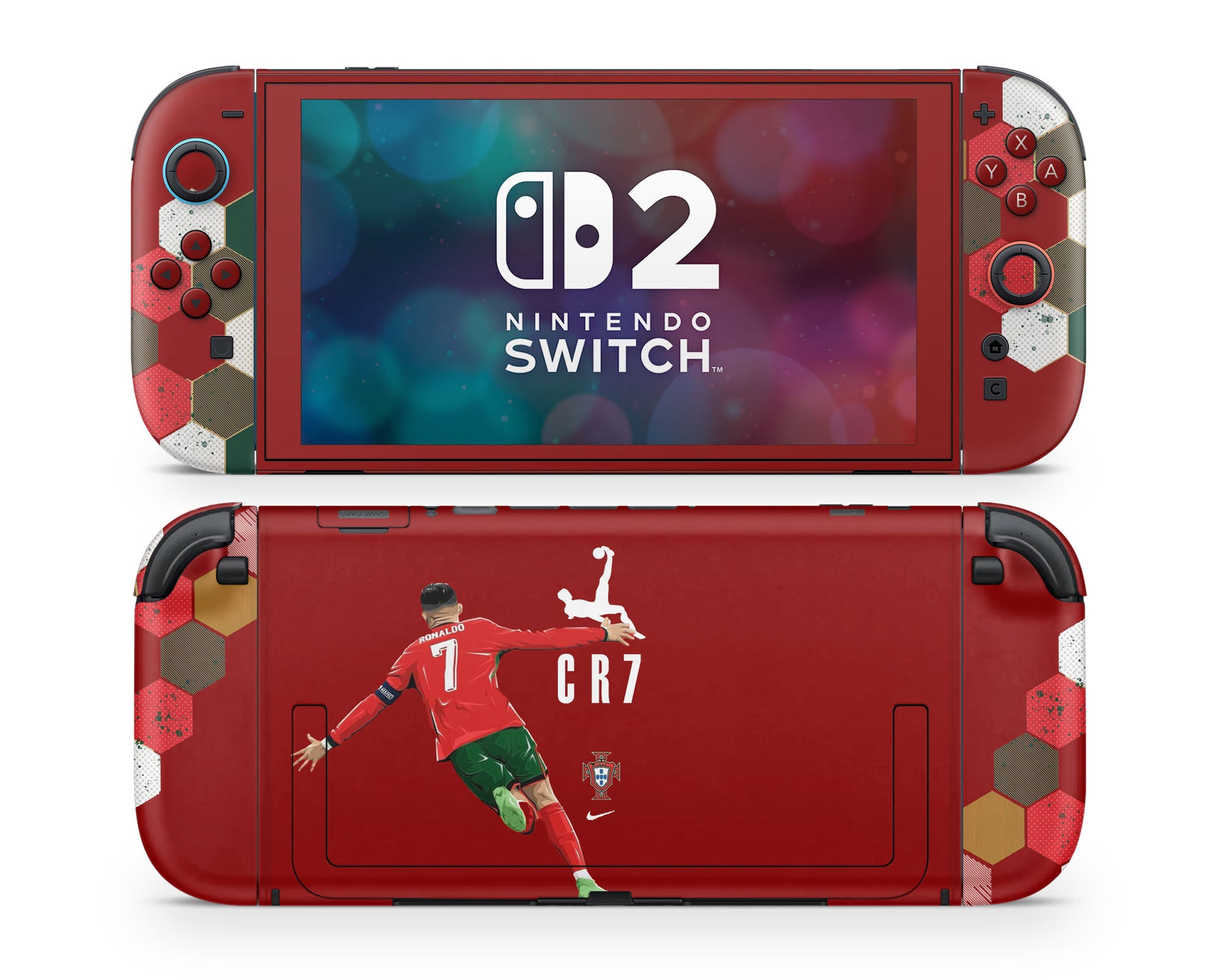 Lux Skins Nintendo Switch 2 Cristiano Ronaldo Joycons Only Skins - Sports Soccer Skin
