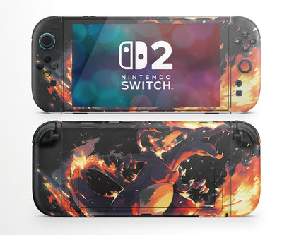 Lux Skins Nintendo Switch 2 Fiery Charizard Joycons Only Skins - Pop culture Pika Skin