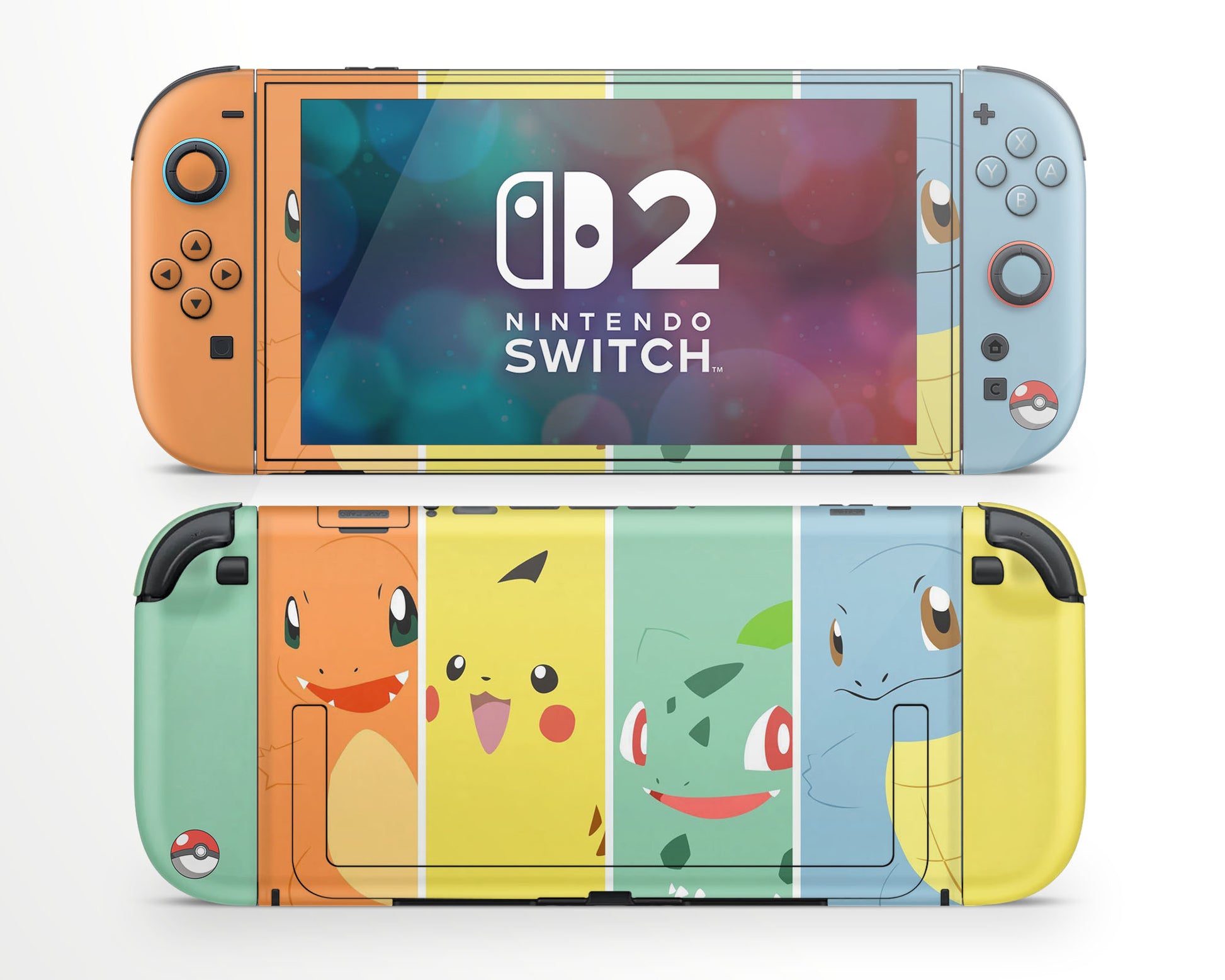 Lux Skins Nintendo Switch 2 Kanto Starter Trio Joycons Only Skins - Pop culture Pika Skin