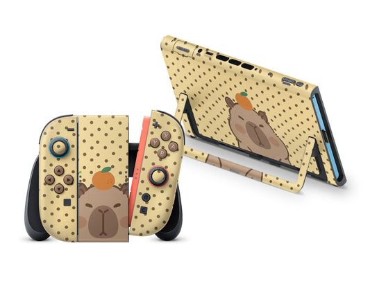 Cute Capybara Orange Nintendo Switch 2 Skin
