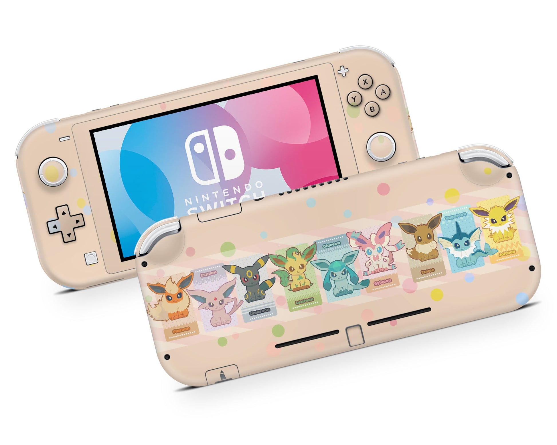 Lux Skins Nintendo Switch Lite Pokemon Cute Eevee Evolution Full Set +Tempered Glass Skins - Pop culture Pokemon Skin