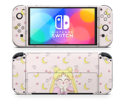 Lux Skins Nintendo Switch OLED Sailor Moon Kawaii Hearts Full Set Skins - Pop culture Sailor Moon Skin