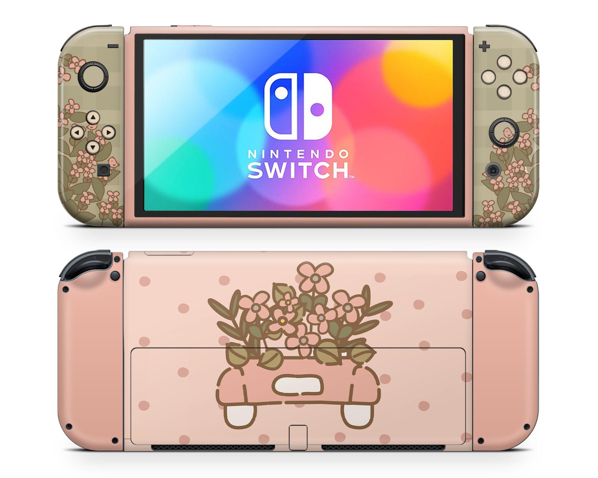 Lux Skins Nintendo Switch OLED Cottage Core Car Full Set Skins - Art Animals Skin