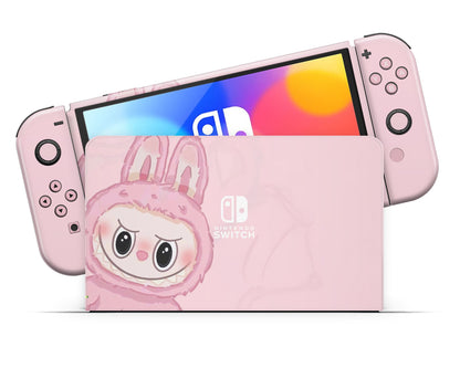 Cute Pink Labubu Nintendo Switch OLED Skin