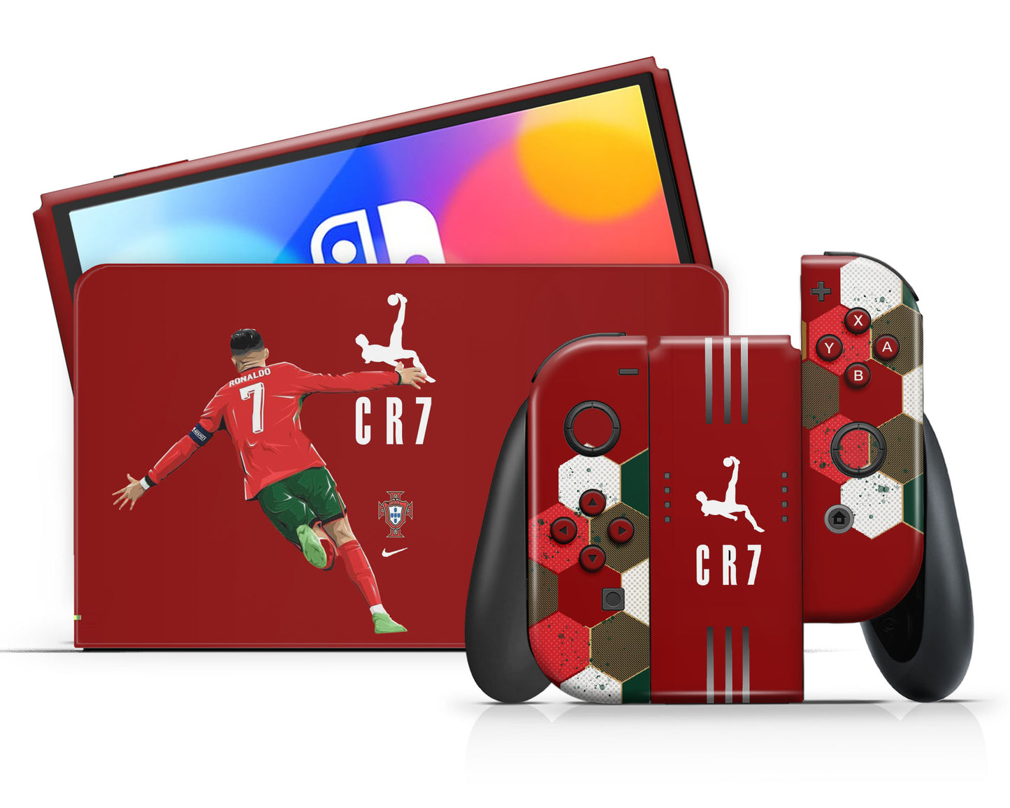 Lux Skins Nintendo Switch OLED Cristiano Ronaldo Full Set Skins - Sports Soccer Skin
