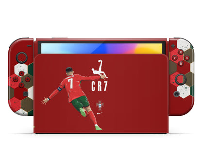 Lux Skins Nintendo Switch OLED Cristiano Ronaldo Full Set +Tempered Glass Skins - Sports Soccer Skin