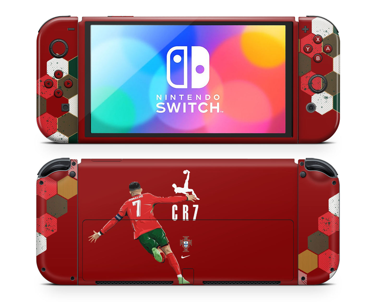 Lux Skins Nintendo Switch OLED Cristiano Ronaldo Joycons Only Skins - Sports Soccer Skin