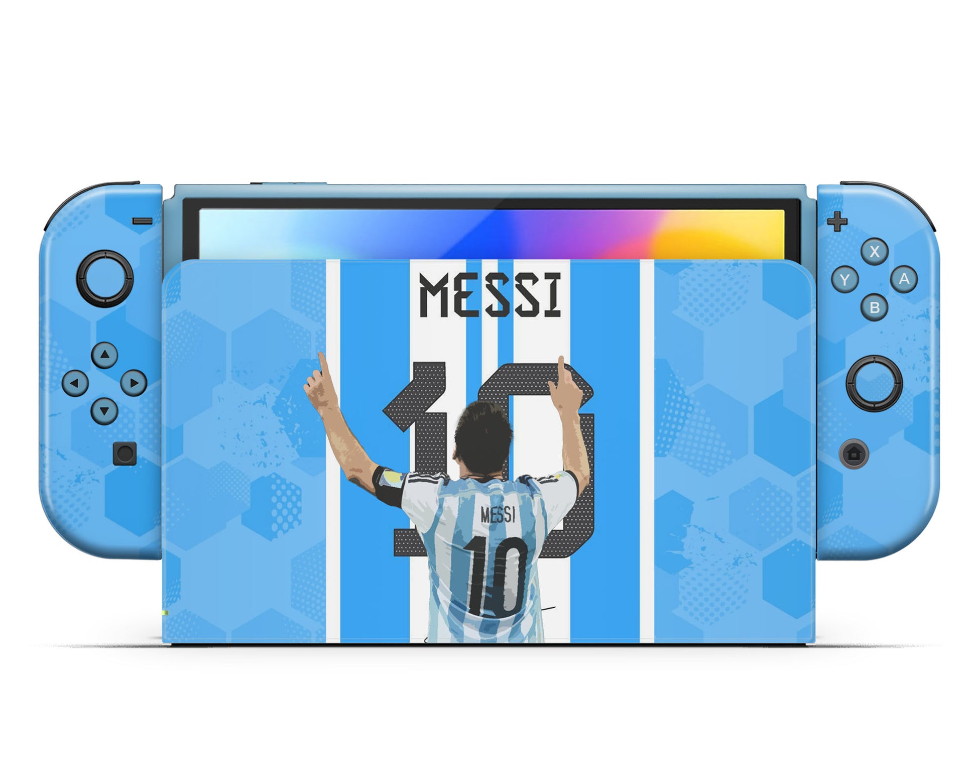 Lux Skins Nintendo Switch OLED Lionel Messi Full Set +Tempered Glass Skins - Sports Soccer Skin