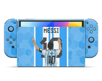 Lux Skins Nintendo Switch OLED Lionel Messi Full Set +Tempered Glass Skins - Sports Soccer Skin