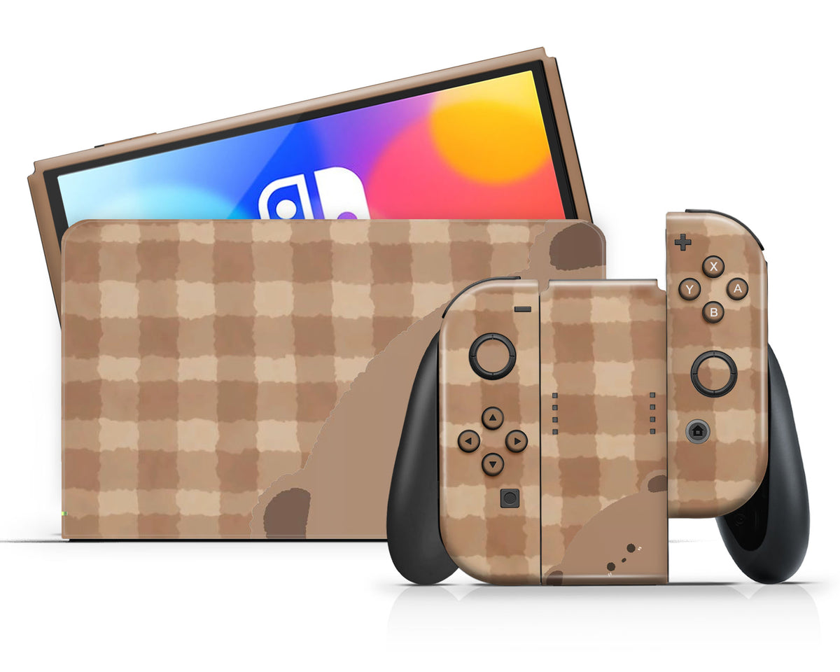 Lux Skins Nintendo Switch OLED Cute Brown Bear Full Set Skins - Art Animals Skin