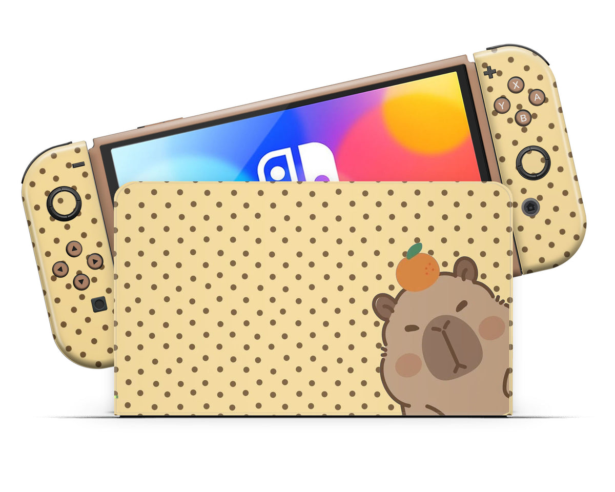 Cute Capybara Orange Nintendo Switch OLED Skin