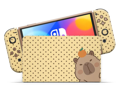 Cute Capybara Orange Nintendo Switch OLED Skin