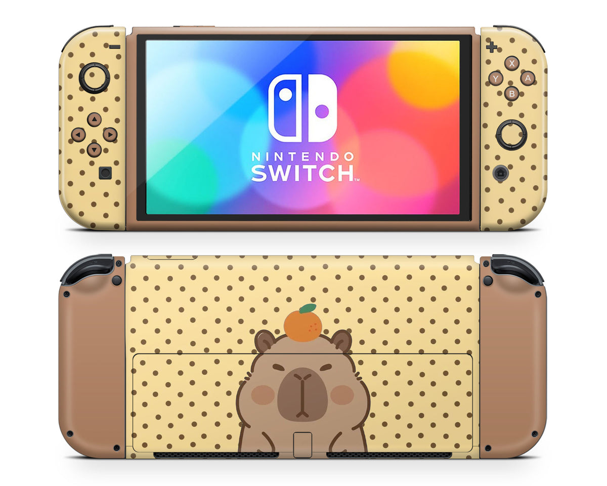 Lux Skins Nintendo Switch OLED Cute Capybara Orange Joycons Only Skins - Animal  Skin