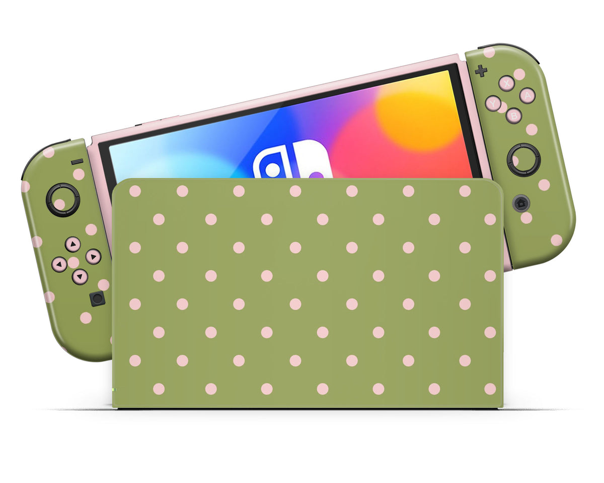 Strawberry Matcha Spots Nintendo Switch OLED Skin