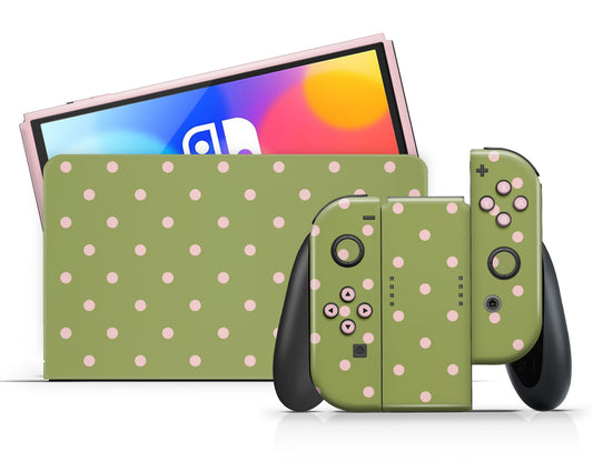 Lux Skins Nintendo Switch OLED Strawberry Matcha Spots Full Set Skins - Pattern  Skin