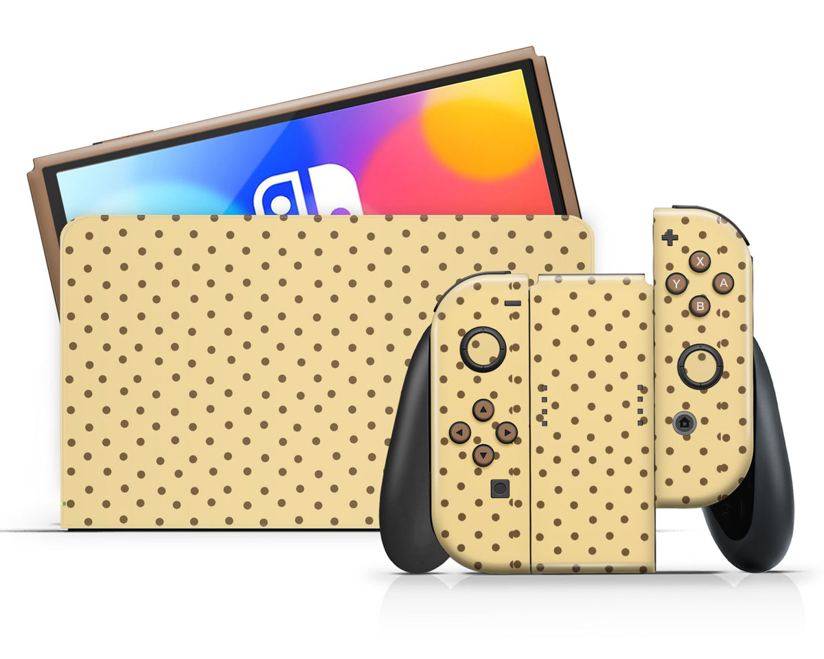 Lux Skins Nintendo Switch OLED Brown Spots Pattern Full Set Skins - Pattern  Skin