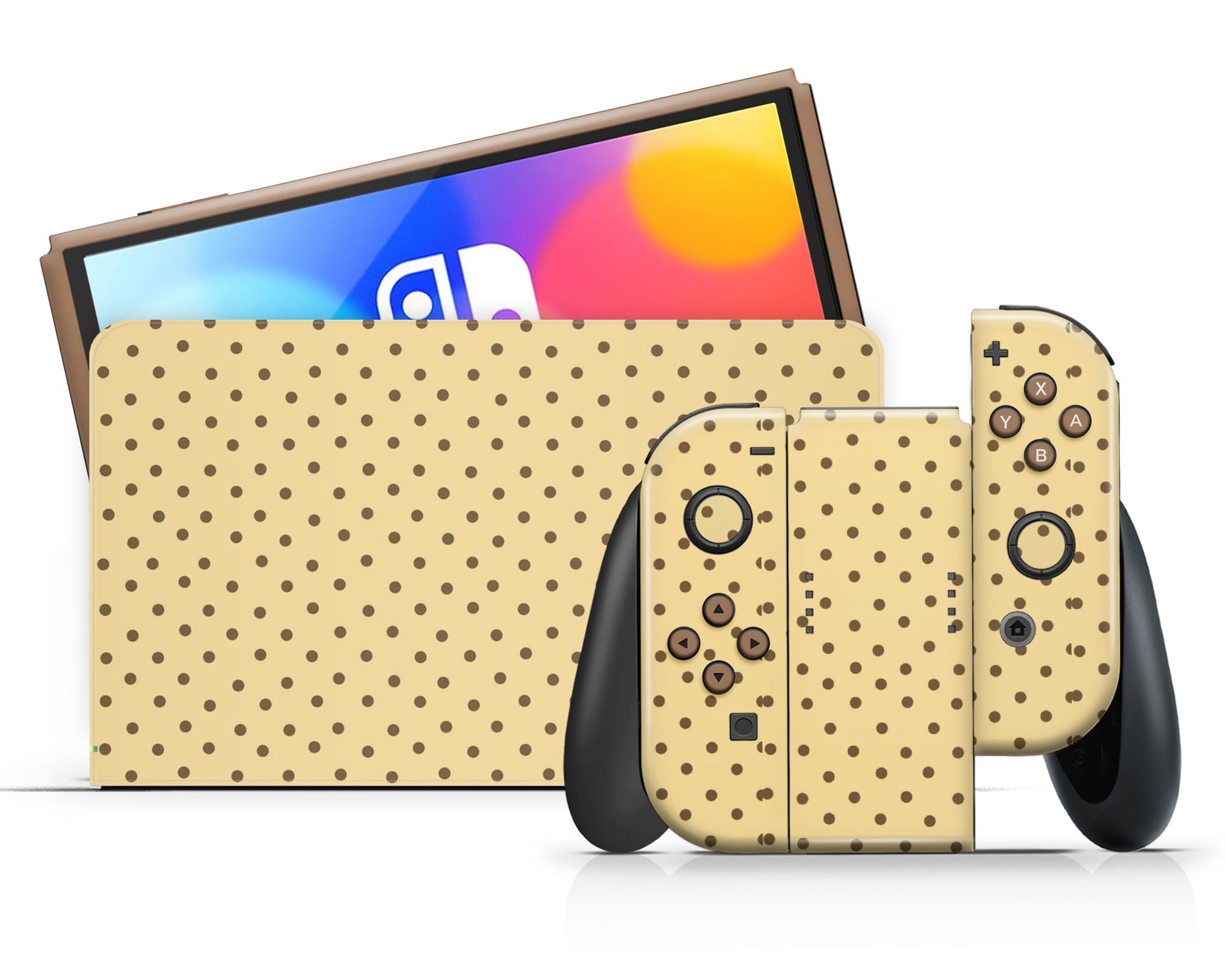 Lux Skins Nintendo Switch OLED Brown Spots Pattern Full Set Skins - Pattern  Skin