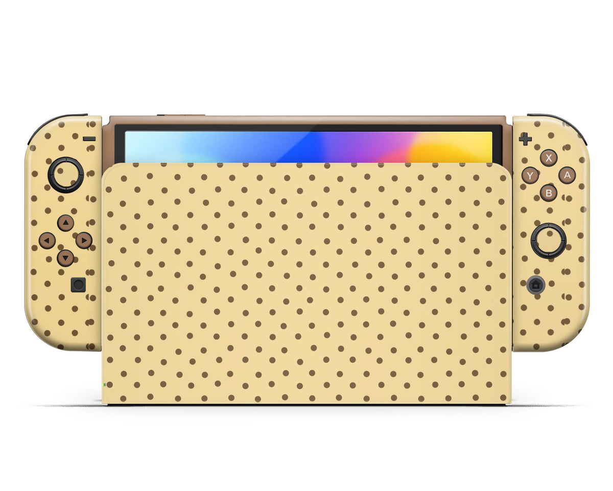 Lux Skins Nintendo Switch OLED Brown Spots Pattern Full Set +Tempered Glass Skins - Pattern  Skin