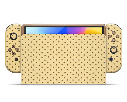 Lux Skins Nintendo Switch OLED Brown Spots Pattern Full Set +Tempered Glass Skins - Pattern  Skin